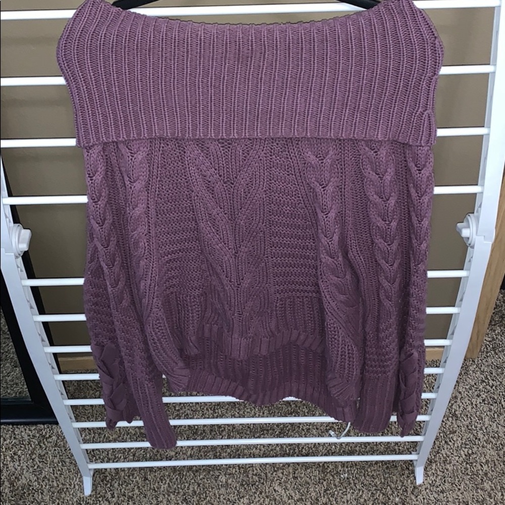Off the shoulder cowl neck sweater